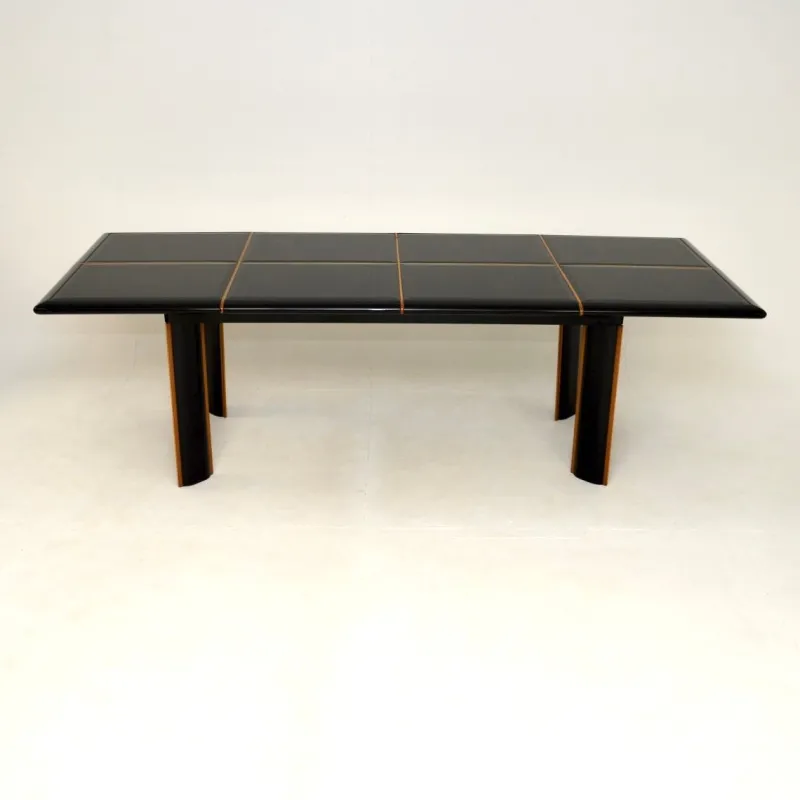 Pamono Vintage Italian Lacquered Dining Table and Chairs attributed to Pierre Cardin for Roche Bobois, 1970s, Set of 7