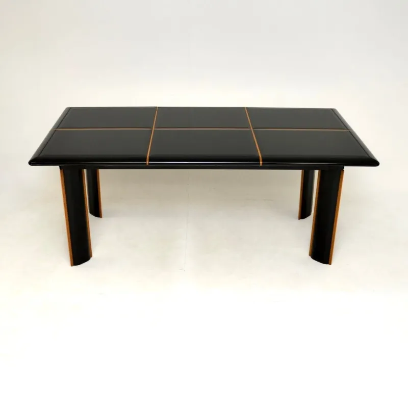 Pamono Vintage Italian Lacquered Dining Table and Chairs attributed to Pierre Cardin for Roche Bobois, 1970s, Set of 7