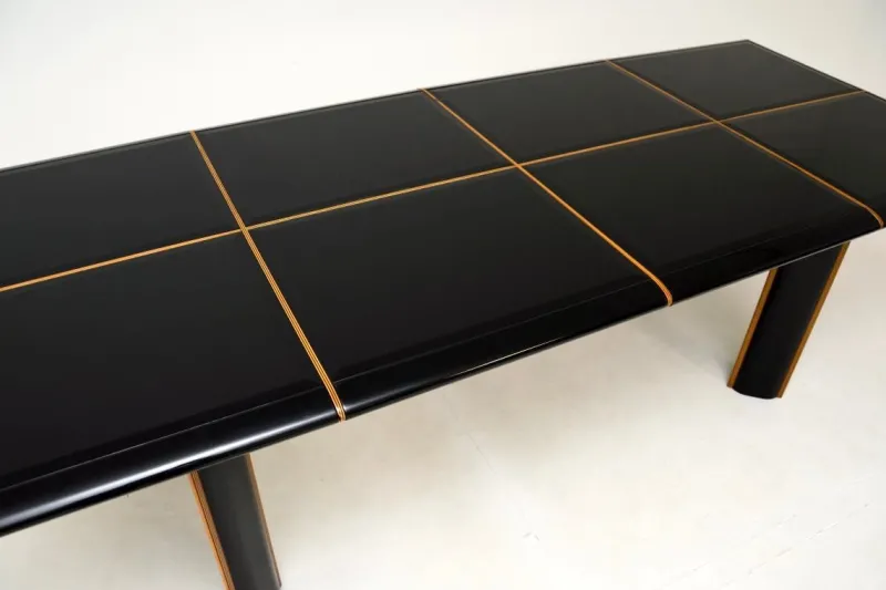 Pamono Vintage Italian Lacquered Dining Table and Chairs attributed to Pierre Cardin for Roche Bobois, 1970s, Set of 7
