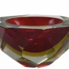 Pamono Vintage Italian Red and Yellow Faceted Glass Diamond Bowl by Flavio Poli, 1960s> Bowls