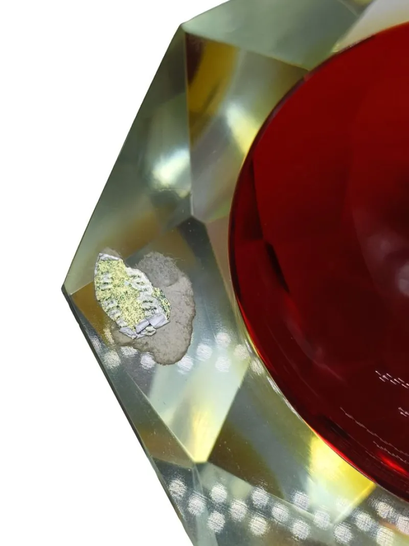 Pamono Vintage Italian Red and Yellow Faceted Glass Diamond Bowl by Flavio Poli, 1960s> Bowls