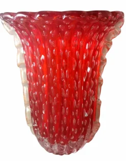 New Pamono Vintage Italian Red Murano Glass Vase from Barovier & Toso, 1955
