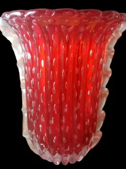 New Pamono Vintage Italian Red Murano Glass Vase from Barovier & Toso, 1955