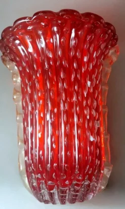 New Pamono Vintage Italian Red Murano Glass Vase from Barovier & Toso, 1955