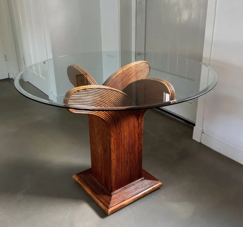 New Pamono Vintage Italian Round Dining Table from Vivai Del Sud, 1970s