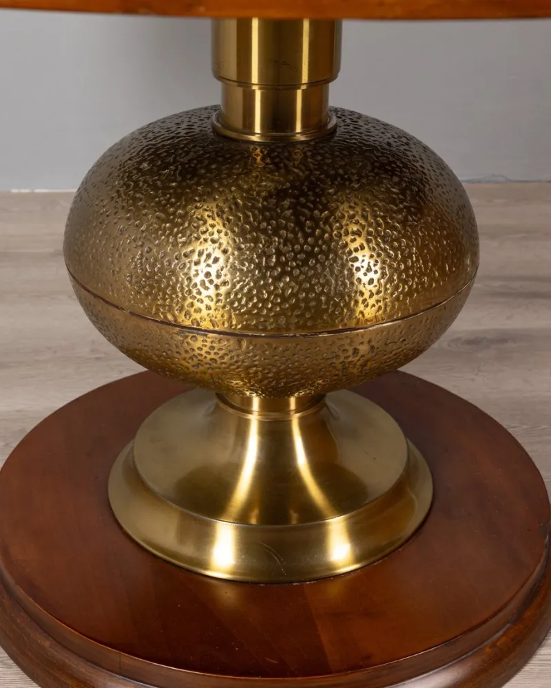 Pamono Vintage Italian Round Table in Wood and Brass, 1960s> Dining Tables & Sets