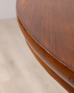 Pamono Vintage Italian Round Table in Wood and Brass, 1960s><noscript><img width=