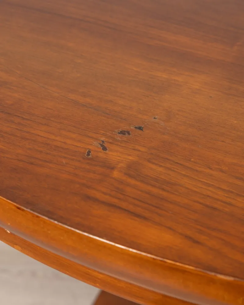 Pamono Vintage Italian Round Table in Wood and Brass, 1960s> Dining Tables & Sets
