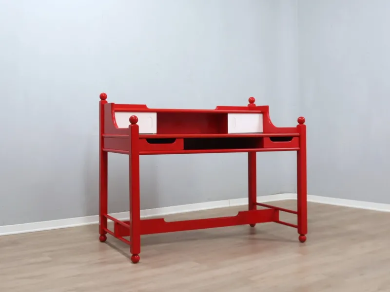 Outlet Pamono Vintage Italian Rustic Red Lacquered Writing Desk, 1960s
