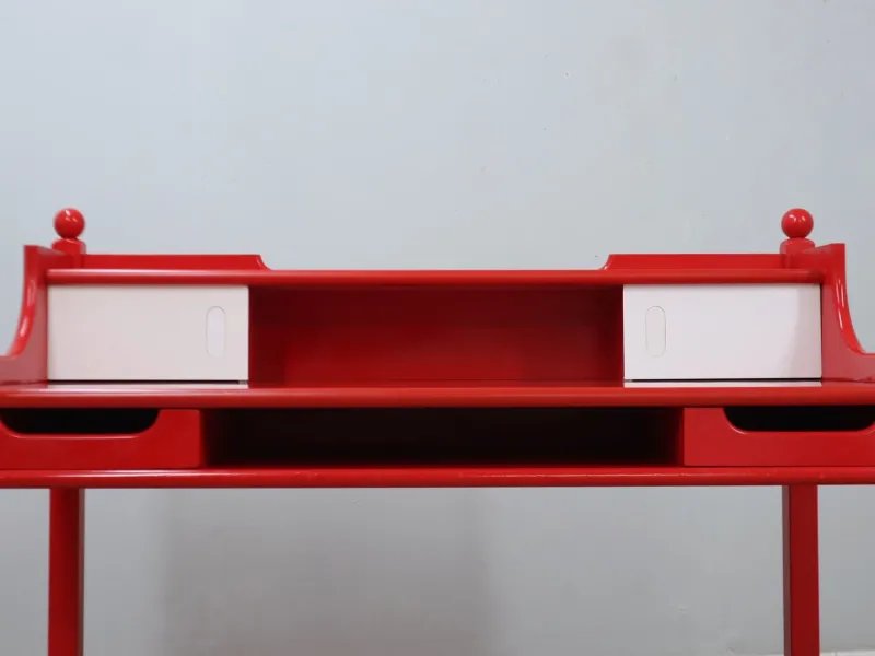 Outlet Pamono Vintage Italian Rustic Red Lacquered Writing Desk, 1960s