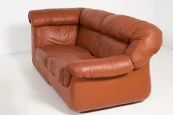Outlet Pamono Vintage Italian Sectional Cognac Leather Sofa, 1970s