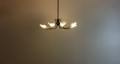 Pamono Vintage Italian Spider Chandelier with Frosted Shades, 1970s