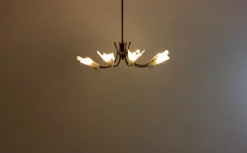 Pamono Vintage Italian Spider Chandelier with Frosted Shades, 1970s