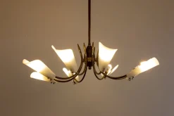 Pamono Vintage Italian Spider Chandelier with Frosted Shades, 1970s