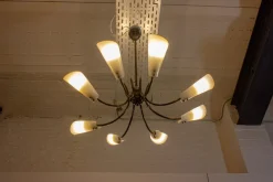 Pamono Vintage Italian Spider Chandelier with Frosted Shades, 1970s