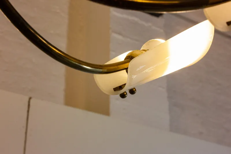 Pamono Vintage Italian Spider Chandelier with Frosted Shades, 1970s