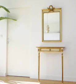 Best Pamono Vintage Italian Style Console Table with Mirror in Giltwood, 1960s, Set of 2