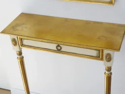 Best Pamono Vintage Italian Style Console Table with Mirror in Giltwood, 1960s, Set of 2