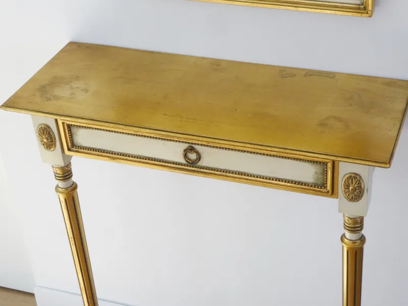 Best Pamono Vintage Italian Style Console Table with Mirror in Giltwood, 1960s, Set of 2