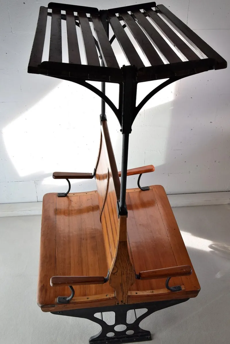 Pamono Vintage Italian Train Bench, 1920s> Benches