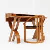 Best Pamono Vintage Italian Wooden Desk and Chair, 1970s, Set of 2