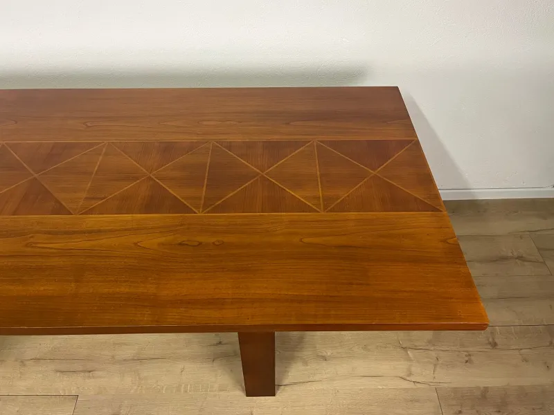 Pamono Vintage Italian Wooden Table with Cross Bases and Worked Top, 1980s> Dining Tables & Sets