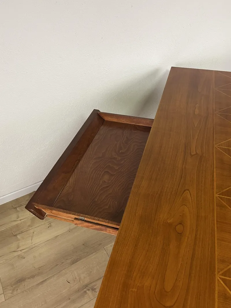 Pamono Vintage Italian Wooden Table with Cross Bases and Worked Top, 1980s> Dining Tables & Sets