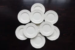 Pamono Vintage Ivory Earthenware Dessert Plates by Marli Fretwork, 1980s, Set of 10> Dinner Plates & Bowls