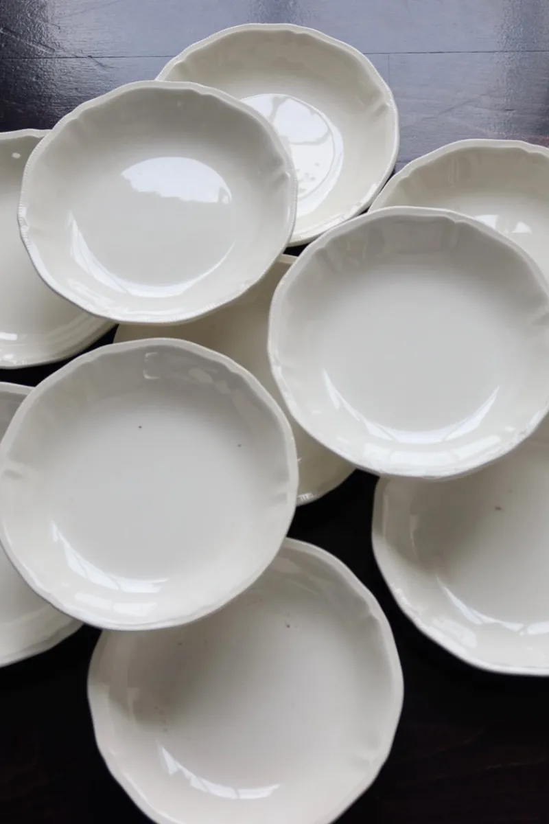 Clearance Pamono Vintage Ivory Earthenware Soup Plates by Marli Fretwork, 1980s, Set of 10