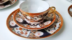 Pamono Vintage Japanese Imari Tea Service in Gilt Porcelain, 1950s, Set of 21><noscript><img width=