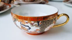 Pamono Vintage Japanese Imari Tea Service in Gilt Porcelain, 1950s, Set of 21><noscript><img width=