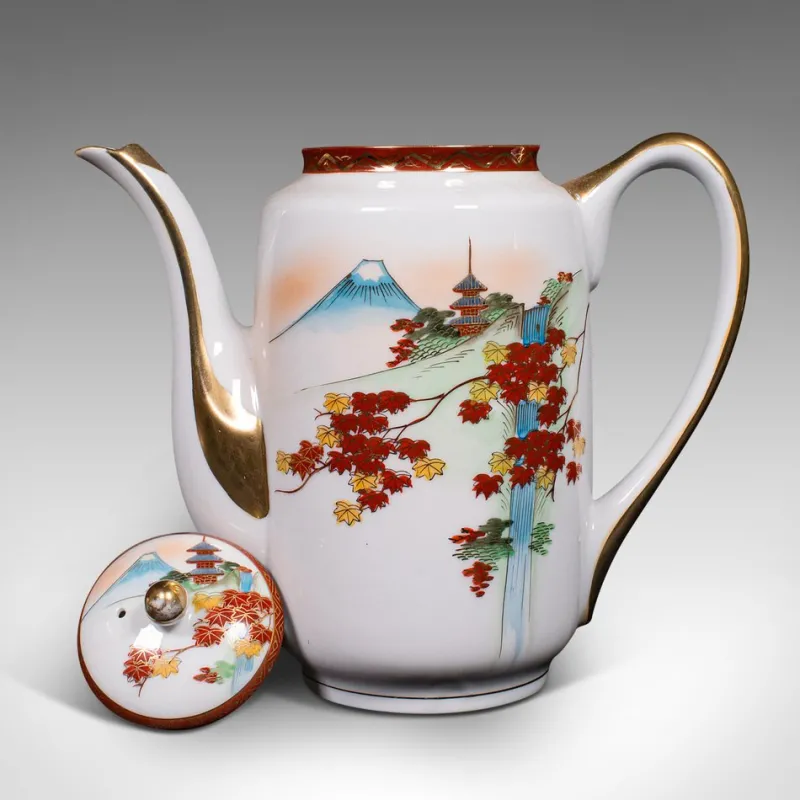 Pamono Vintage Japanese 4-Person Tea Set in Ceramic, 1940s, Set of 13> Coffee & Tea Service