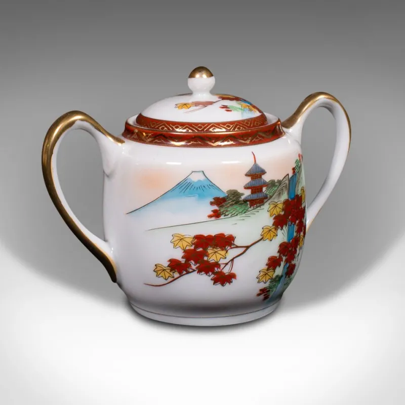 Pamono Vintage Japanese 4-Person Tea Set in Ceramic, 1940s, Set of 13> Coffee & Tea Service