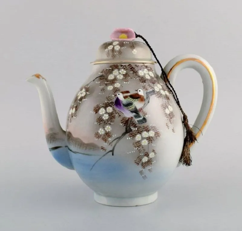 Online Pamono Vintage Japanese Tea Service in Hand Painted Porcelain, Set of 10