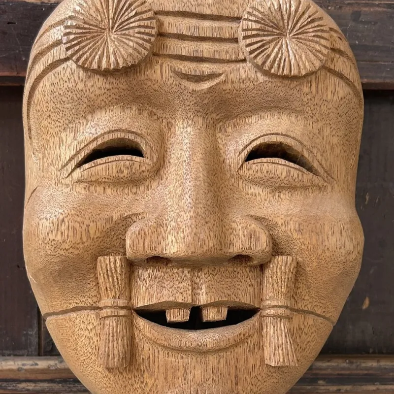 Pamono Vintage Japanese Wooden Okina Mask, 1980s> Wall Decor