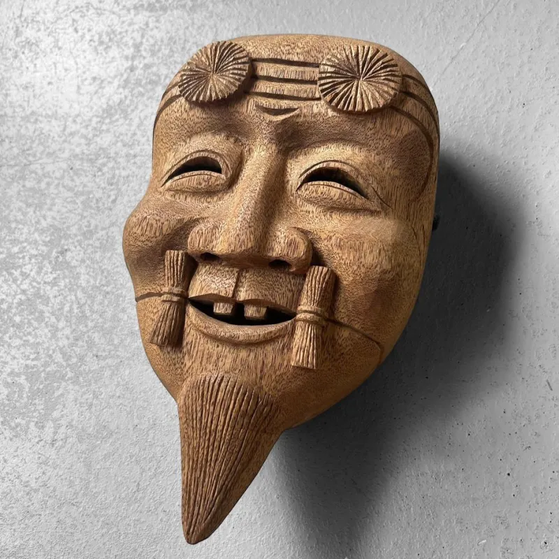Pamono Vintage Japanese Wooden Okina Mask, 1980s> Wall Decor