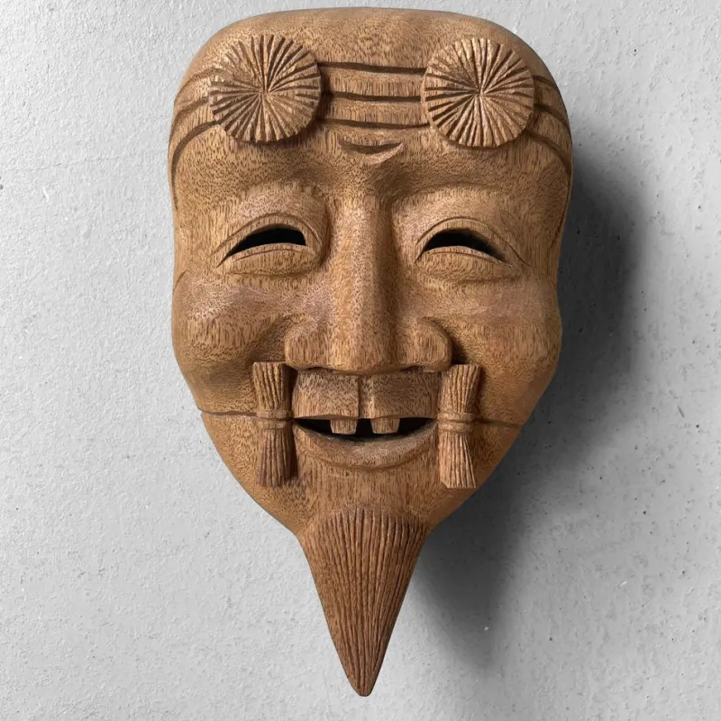 Pamono Vintage Japanese Wooden Okina Mask, 1980s> Wall Decor