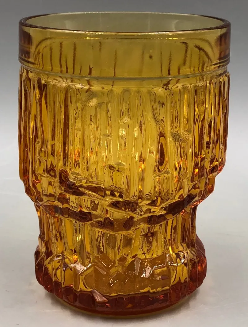 Outlet Pamono Vintage Juice Jug in Amber Glass with Glasses, 1970s, Set of 7