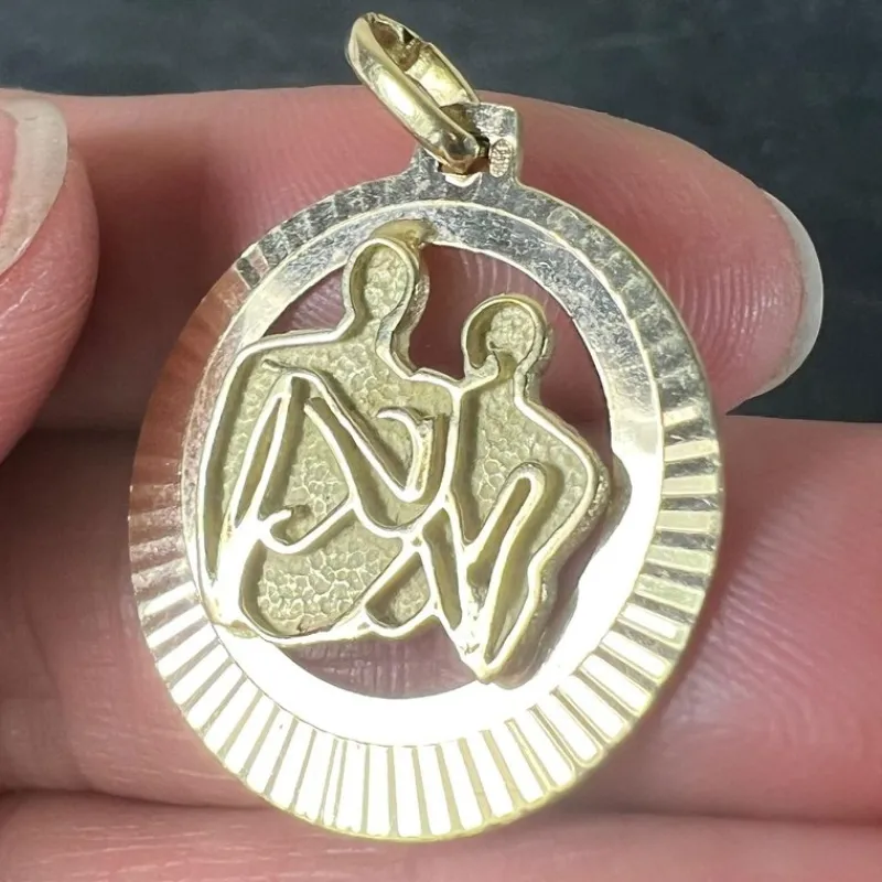 Hot Pamono Vintage 14k Yellow Gold Abstract Art Couple Pendant Medal, 1970s