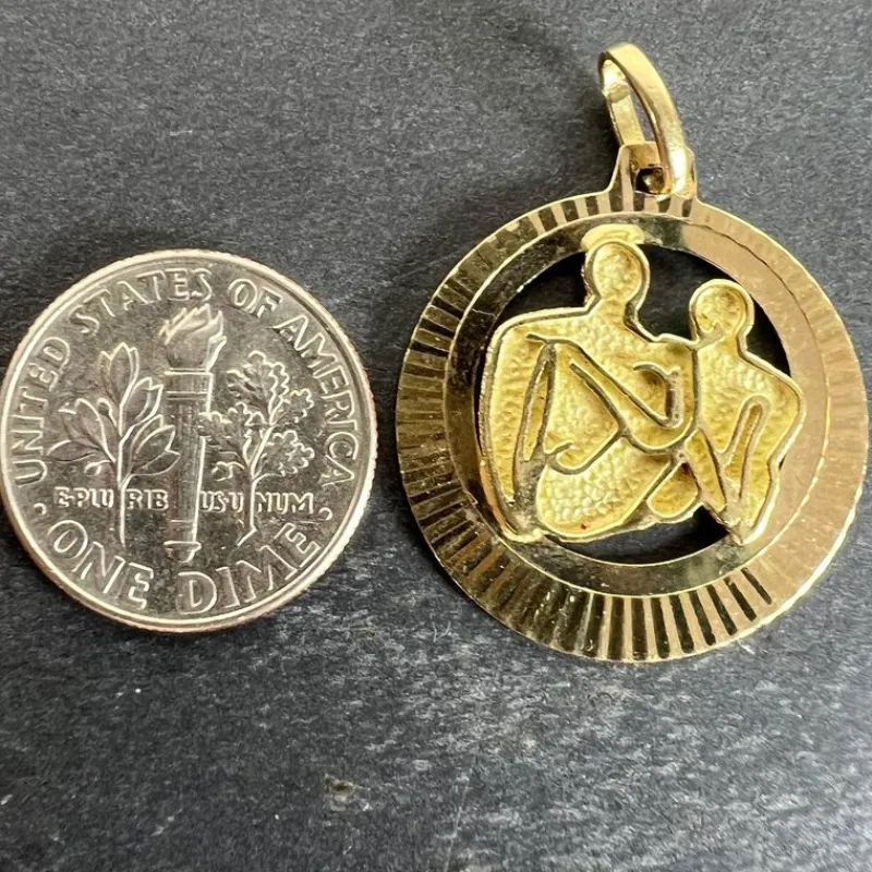 Hot Pamono Vintage 14k Yellow Gold Abstract Art Couple Pendant Medal, 1970s