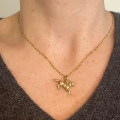 Pamono Vintage 18k Yellow Gold Horse Pony Charm Pendant, 1960s><noscript><img width=
