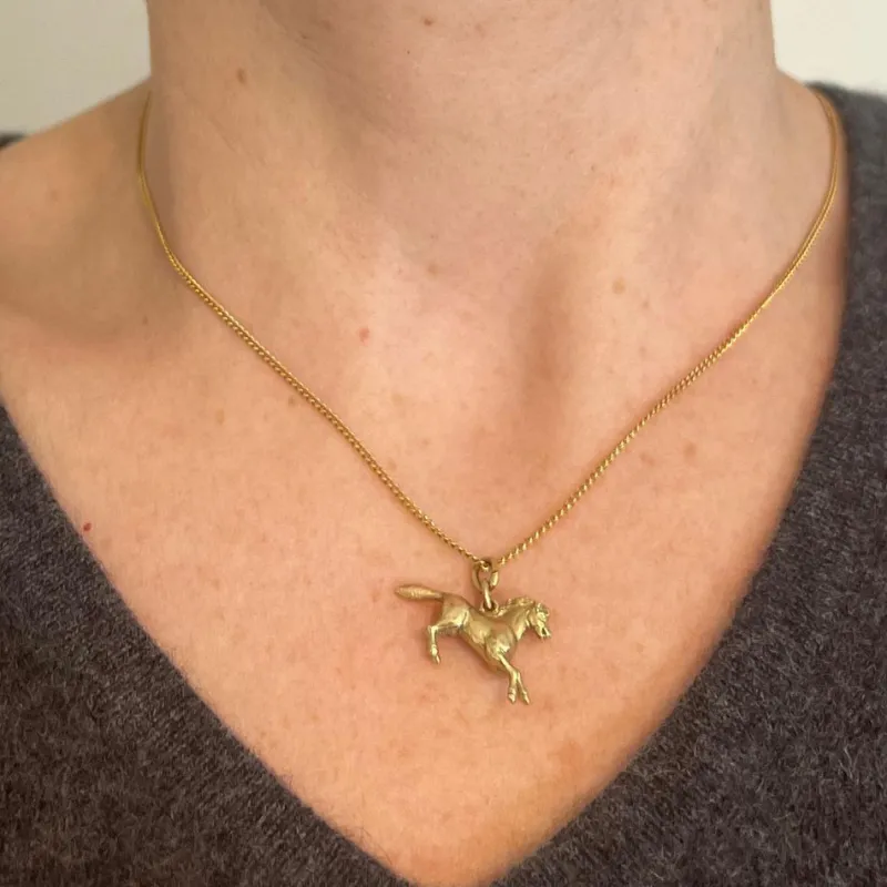 Pamono Vintage 18k Yellow Gold Horse Pony Charm Pendant, 1960s> Necklaces