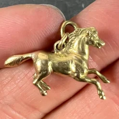 Pamono Vintage 18k Yellow Gold Horse Pony Charm Pendant, 1960s><noscript><img width=