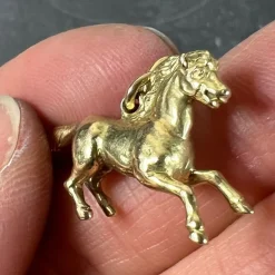 Pamono Vintage 18k Yellow Gold Horse Pony Charm Pendant, 1960s><noscript><img width=