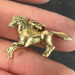 Pamono Vintage 18k Yellow Gold Horse Pony Charm Pendant, 1960s><noscript><img width=