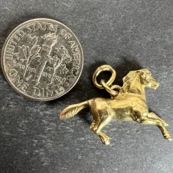 Pamono Vintage 18k Yellow Gold Horse Pony Charm Pendant, 1960s><noscript><img width=