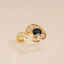 Clearance Pamono Vintage 18k Yellow Gold Natural Diamond & Sapphire Ring