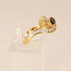 Clearance Pamono Vintage 18k Yellow Gold Natural Diamond & Sapphire Ring