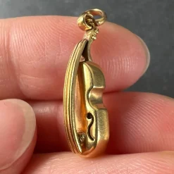 New Pamono Vintage 18k Yellow Gold Violin Charm Pendant, 1960s