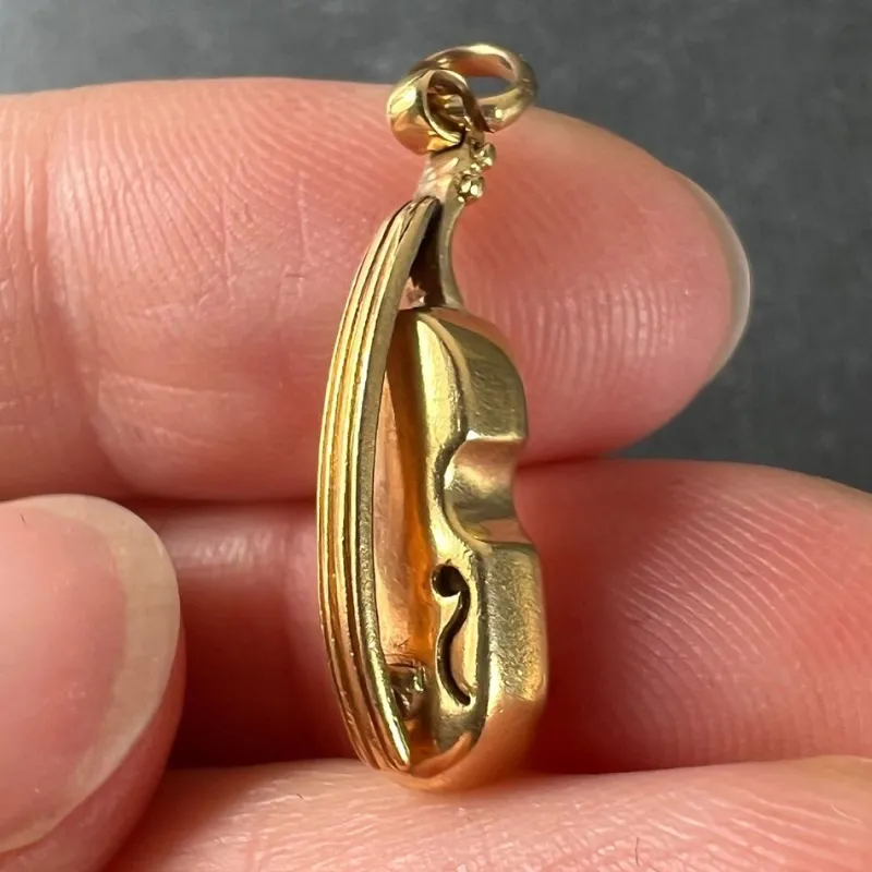 New Pamono Vintage 18k Yellow Gold Violin Charm Pendant, 1960s